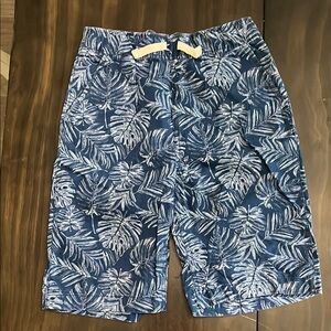 Blue Leaf Print Men's Swim Shorts